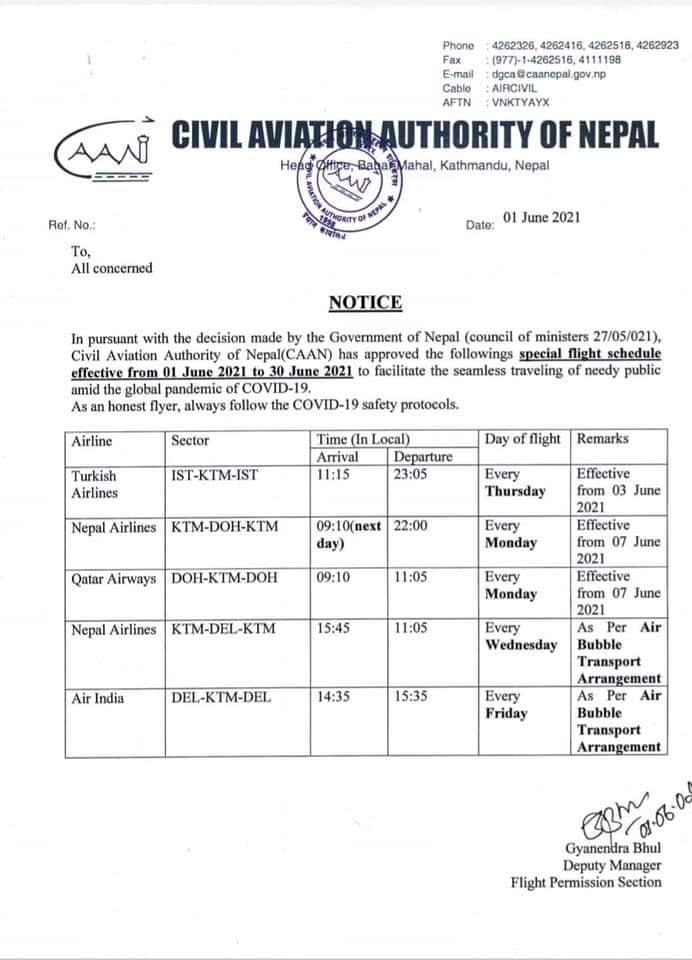 Nepal reopnes commercial International flights after 3 weeks suspension
